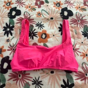 aerie Hot Pink Scoop Bikini Top